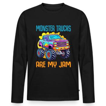 Monster Trucks Are My Jam funny Truck Cars Quotes - Men's Premium Organic Long Sleeve Shirt - black - Front - Nico (187cm)