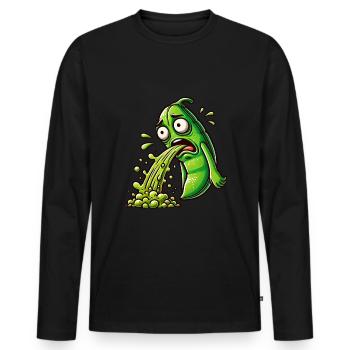 Haricots verts Jardin Haricots Jardinier Drôle - T-shirt manches longues Premium bio Homme - noir - Devant - Nico (187cm)