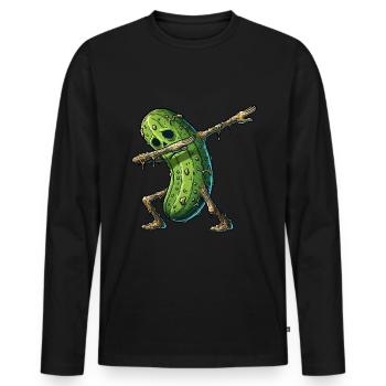Concombre zombie pour Halloween - T-shirt manches longues Premium bio Homme - noir - Devant - Nico (187cm)