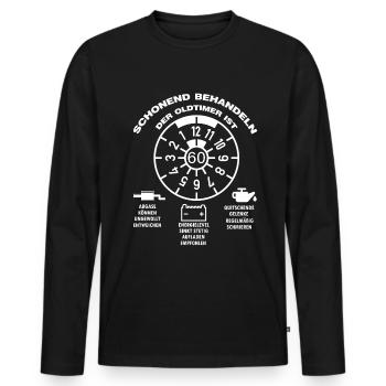 60 Jahre Schild Tempo 60 Geburtstag 60 Jahre Autos - Männer Premium Bio Langarmshirt - Schwarz - Vorne - Nico (187cm)