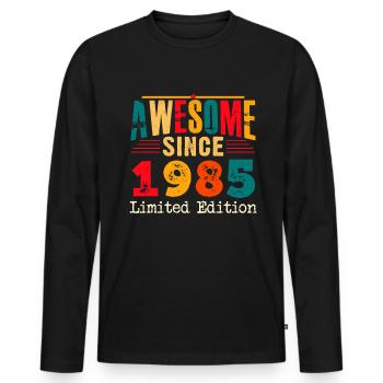 Génial depuis 1985 Anniversaire 40 ans - T-shirt manches longues Premium bio Homme - noir - Devant - Nico (187cm)