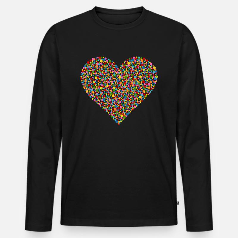 Konfetti Herz - Männer Premium Bio Langarmshirt - Schwarz