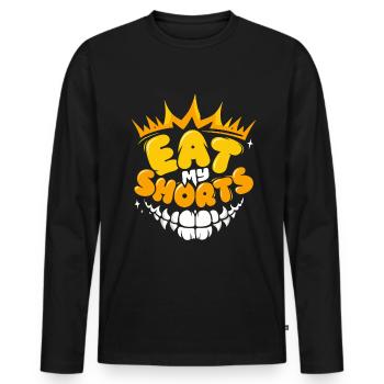 Eat my shorts funny short Video with Teeth mouth - Männer Premium Bio Langarmshirt - Schwarz - Vorne - Nico (187cm)