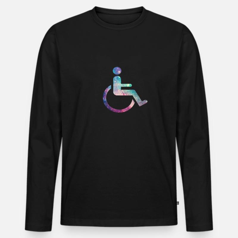 Galaxy Rollstuhl Sterne Weltraum Geschenk - Männer Premium Bio Langarmshirt - Schwarz