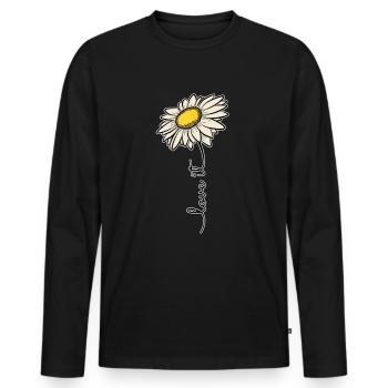 Gänseblümchen Liebe Es Blumen Sommer Geschenk - Männer Premium Bio Langarmshirt - Schwarz - Vorne - Nico (187cm)