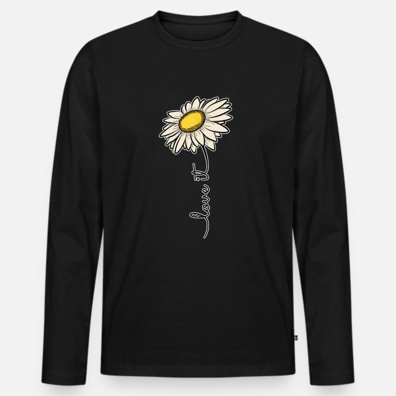 Gänseblümchen Liebe Es Blumen Sommer Geschenk - Männer Premium Bio Langarmshirt - Schwarz