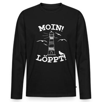 Moin Löppt Norddeutsche Mer du Nord Cadeau - T-shirt manches longues Premium bio Homme - noir - Devant - Nico (187cm)