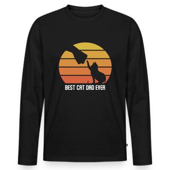 Meilleur chat papa jamais chat papa cadeau chat rétro - T-shirt manches longues Premium bio Homme - noir - Devant - Nico (187cm)
