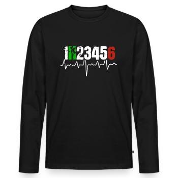 Motorcycle Heartbeat Gear Shift Biker Gift - Men's Premium Organic Long Sleeve Shirt - black - Front - Nico (187cm)