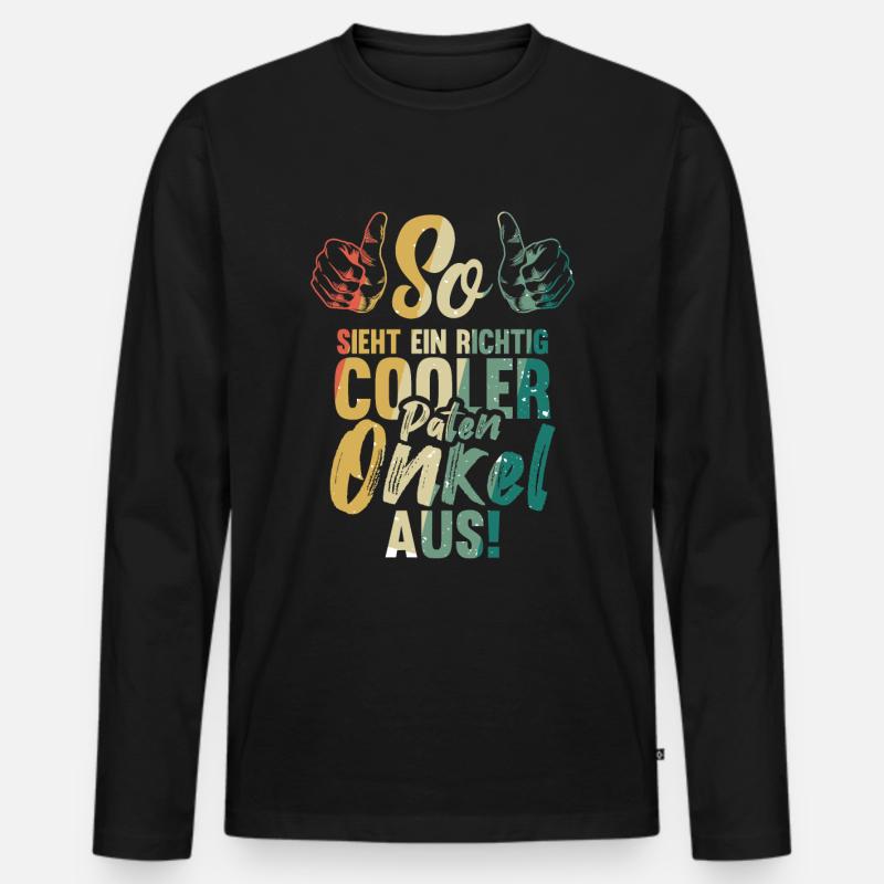 So Sieht ein Cooler Patenonkel aus Onkel Vintage - Männer Premium Bio Langarmshirt - Schwarz