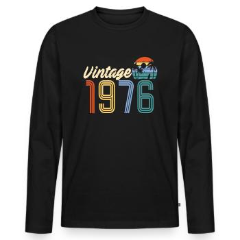 Cadeau 46ème Anniversaire 1976 Vintage Vintage - T-shirt manches longues Premium bio Homme - noir - Devant - Nico (187cm)