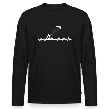 Kite kite kitesurf planche kiter coeur cadeau - T-shirt manches longues Premium bio Homme - noir - Devant - Nico (187cm)