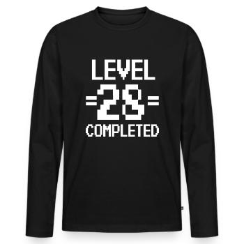 28. Geburtstag Retro Level 28 Jahre Party - Männer Premium Bio Langarmshirt - Schwarz - Vorne - Nico (187cm)