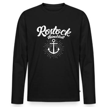 Rostock Heimatstadt Hanse Rostock Geschenk - Männer Premium Bio Langarmshirt - Schwarz - Vorne - Nico (187cm)