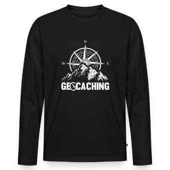 Geocaching Compass Radar GPS Geocacher Gift - Men's Premium Organic Long Sleeve Shirt - black - Front - Nico (187cm)