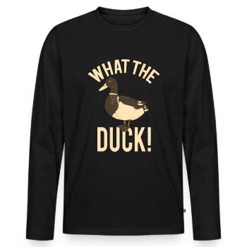 What The Duck - Drôle de canard agriculteur agriculteur - T-shirt manches longues Premium bio Homme - noir - Devant - Nico (187cm)
