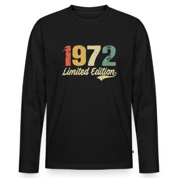 50th birthday 50 years gift born in 1972 - Men's Premium Organic Long Sleeve Shirt - black - Front - Nico (187cm)