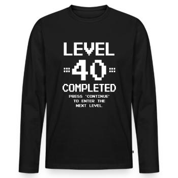 40. Geburtstag Retro Level 40 Jahre Party - Männer Premium Bio Langarmshirt - Schwarz - Vorne - Nico (187cm)