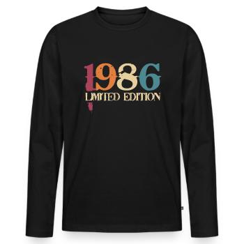 36ème anniversaire 36 ans cadeau né en 1986 - T-shirt manches longues Premium bio Homme - noir - Devant - Nico (187cm)