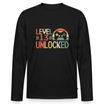 13th Birthday Zocker Gamer 13 Years 2008 Gift - Men's Premium Organic Long Sleeve Shirt - black - Front - Nico (187cm)