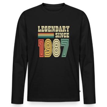35ème anniversaire Retro Legendär depuis 1987 cadeau - T-shirt manches longues Premium bio Homme - noir - Devant - Nico (187cm)
