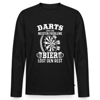 Darts löst die meisten Probleme Bier den Rest Dart - Männer Premium Bio Langarmshirt - Schwarz - Vorne - Nico (187cm)
