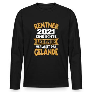 Rentner 2021 eine Legende Verlässt das Gelände - Männer Premium Bio Langarmshirt - Schwarz - Vorne - Nico (187cm)