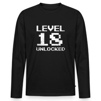 18. Geburtstag Level 18 Unlocked 18 Jahre Gamer - Männer Premium Bio Langarmshirt - Schwarz - Vorne - Nico (187cm)