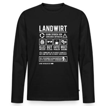 Bauernhof Bauer Landwirtschaft Lustiger Landwirt - Männer Premium Bio Langarmshirt - Schwarz - Vorne - Nico (187cm)