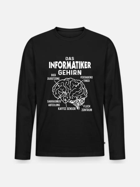 Informatiker Gehirn IT Programmierer Informatik - Männer Premium Bio Langarmshirt - Schwarz