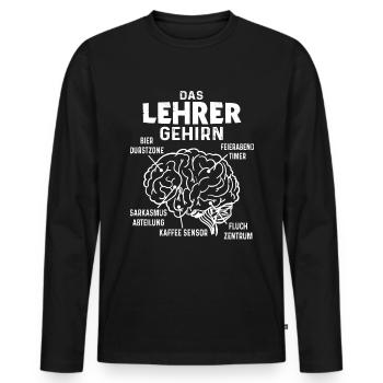 Lehrer Gehirn Pädagoge Lustiger Klassenlehrer - Männer Premium Bio Langarmshirt - Schwarz - Vorne - Nico (187cm)