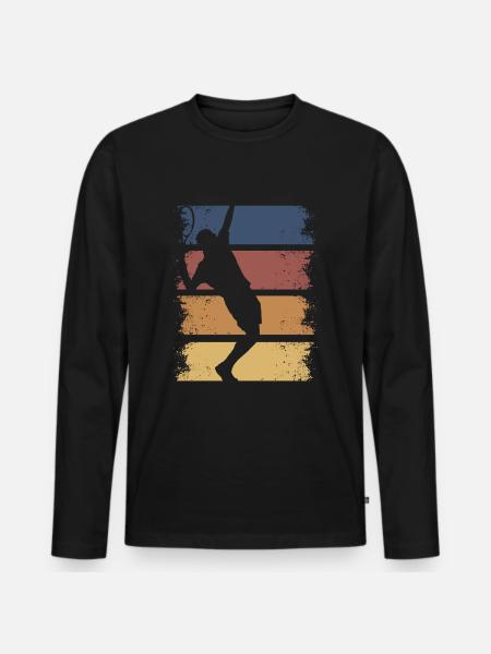 Retro Tennis Vintage Style Tennisspieler - Männer Premium Bio Langarmshirt - Schwarz