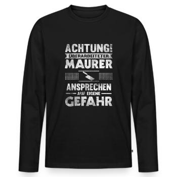 Überarbeiteter Maurer Meister Handwerker - Männer Premium Bio Langarmshirt - Schwarz - Vorne - Nico (187cm)