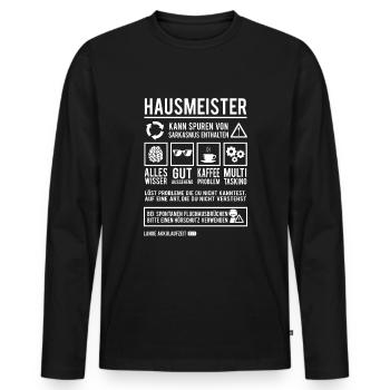 Hausmeister Lustiges Hauswart Facility Manager - Männer Premium Bio Langarmshirt - Schwarz - Vorne - Nico (187cm)