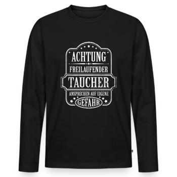 Achtung Taucher Scuba Diver Lustiges Tauchen - Männer Premium Bio Langarmshirt - Schwarz - Vorne - Nico (187cm)