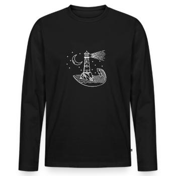 Phare maritime - T-shirt manches longues Premium bio Homme - noir - Devant - Nico (187cm)