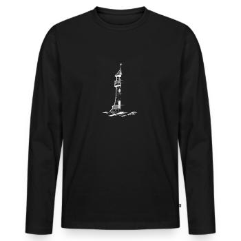 Phare maritime - T-shirt manches longues Premium bio Homme - noir - Devant - Nico (187cm)