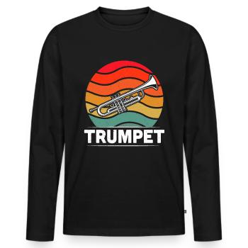 Trumpet Trumpet Player Trumpeter - Men's Premium Organic Long Sleeve Shirt - black - Front - Nico (187cm)