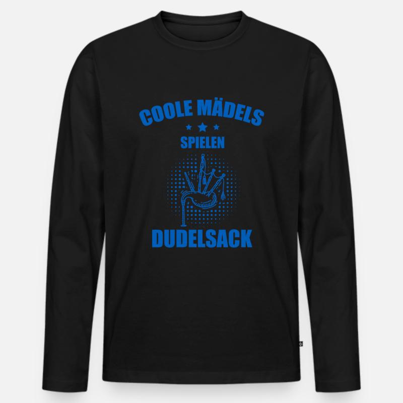 Dudelsack Dudelsackspieler Sackpfeife - Männer Premium Bio Langarmshirt - Schwarz