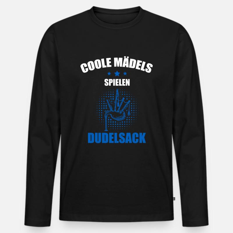 Dudelsack Dudelsackspieler Sackpfeife - Männer Premium Bio Langarmshirt - Schwarz
