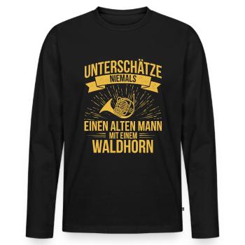 Waldhorn Waldhornspieler Waldhornist - Männer Premium Bio Langarmshirt - Schwarz - Vorne - Nico (187cm)