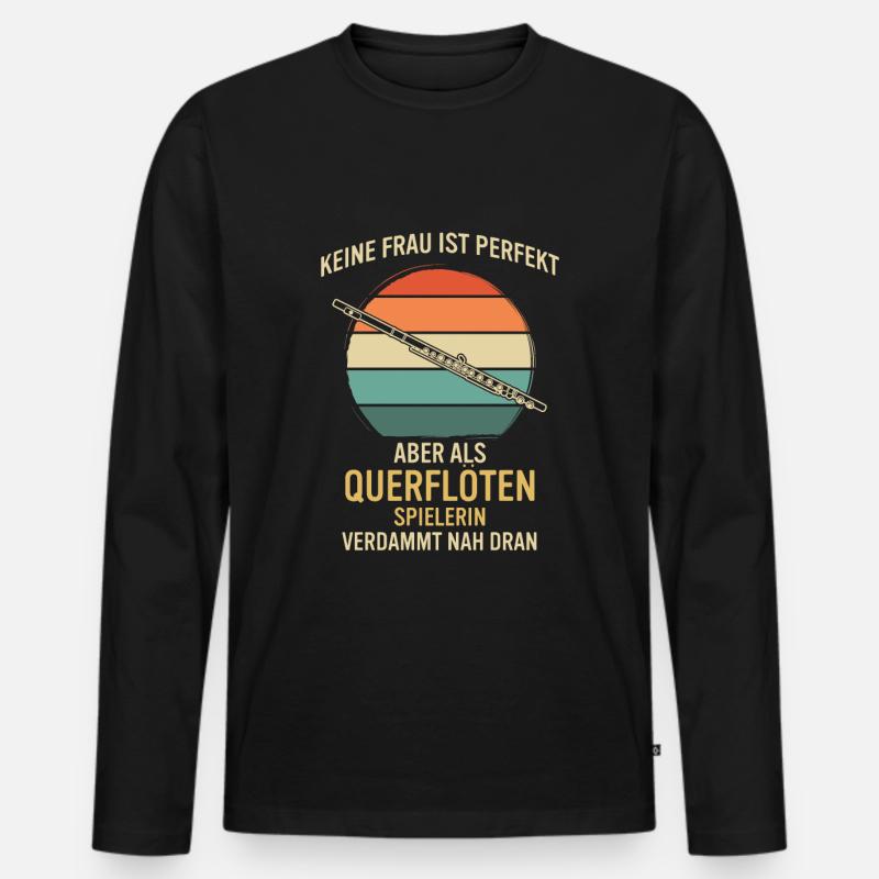Querflöte Querflötenspieler Querflötist - Männer Premium Bio Langarmshirt - Schwarz
