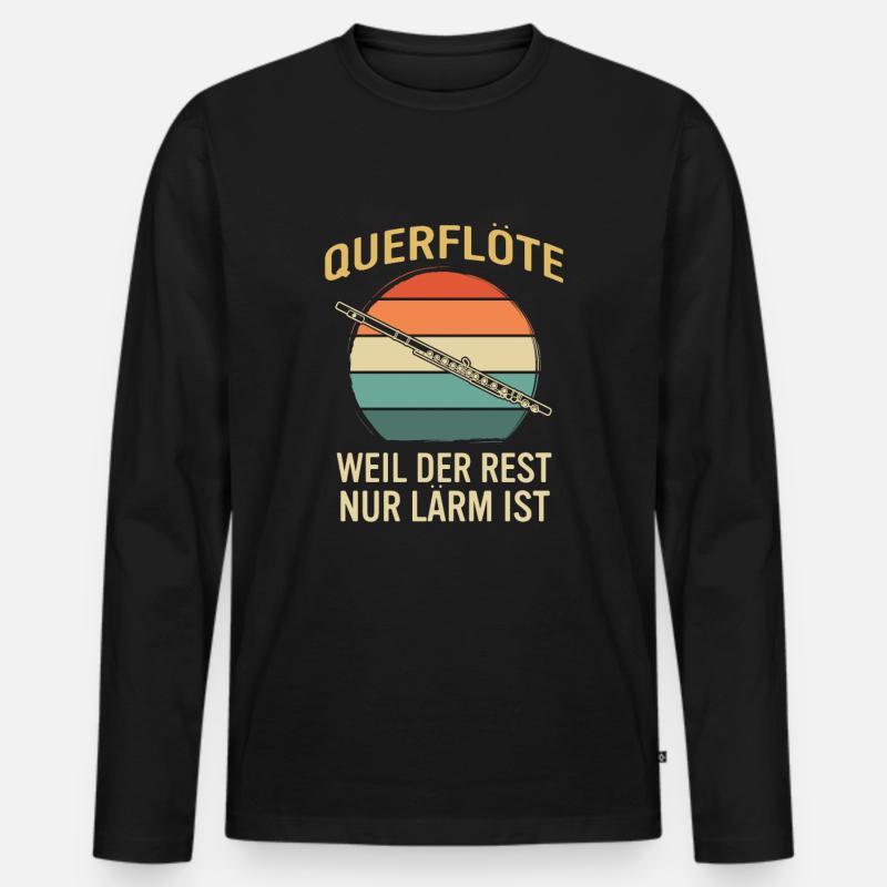 Querflöte Querflötenspieler Querflötist - Männer Premium Bio Langarmshirt - Schwarz