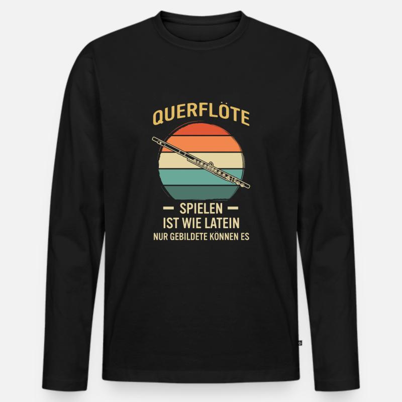 Querflöte Querflötenspieler Querflötist - Männer Premium Bio Langarmshirt - Schwarz
