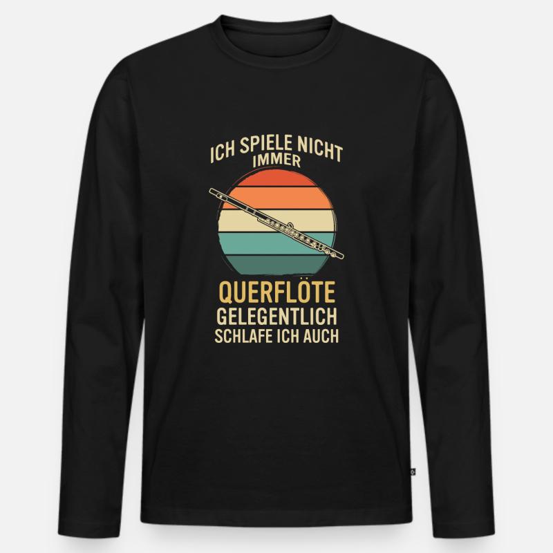 Querflöte Querflötenspieler Querflötist - Männer Premium Bio Langarmshirt - Schwarz