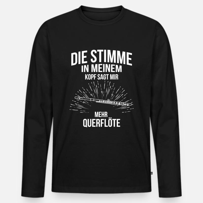 Querflöte Querflötenspieler Querflötist - Männer Premium Bio Langarmshirt - Schwarz