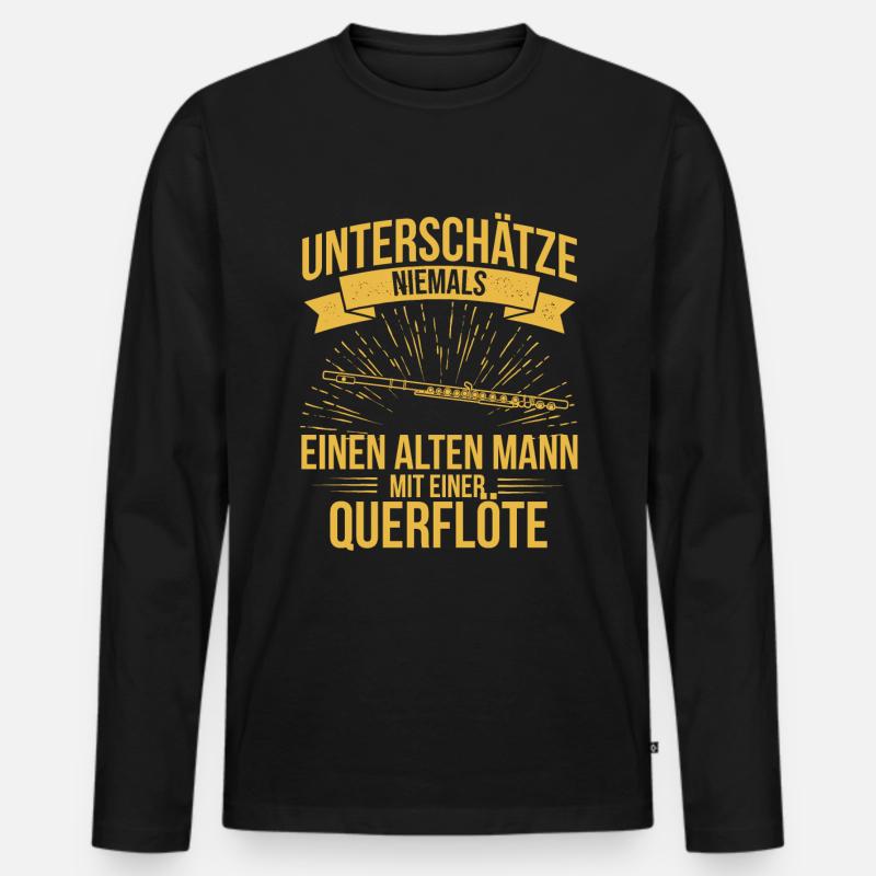 Querflöte Querflötenspieler Querflötist - Männer Premium Bio Langarmshirt - Schwarz
