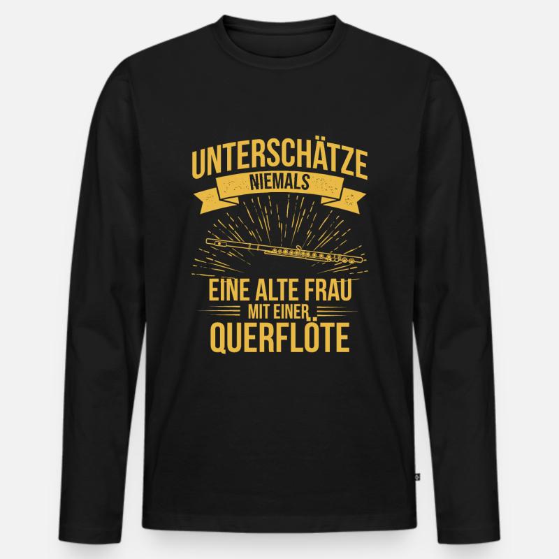 Querflöte Querflötenspieler Querflötist - Männer Premium Bio Langarmshirt - Schwarz
