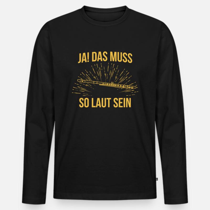Querflöte Querflötenspieler Querflötist - Männer Premium Bio Langarmshirt - Schwarz