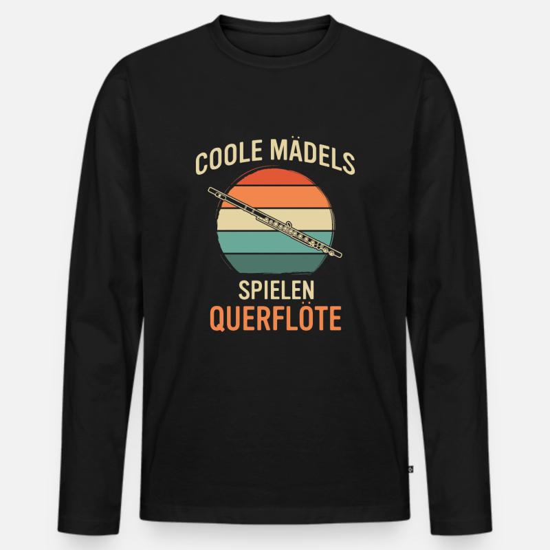 Querflöte Querflötenspieler Querflötist - Männer Premium Bio Langarmshirt - Schwarz